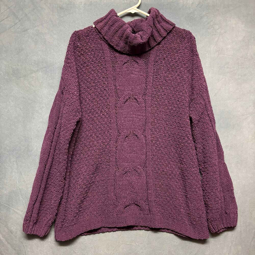 Seven7 Sweater Cowl Neck Chenille Turtleneck Knit Fisherman Cable Knit Cozy